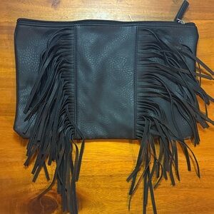 Elegant Black Fringe Clutch